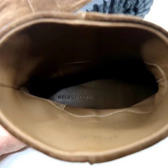 HELMUT LANG~BROWN SUEDE WOMEN'S CHELSEA BOOTS PLATFORM HEEL~NWOT SIZE 39/ 8.5M - Picture 6 of 7